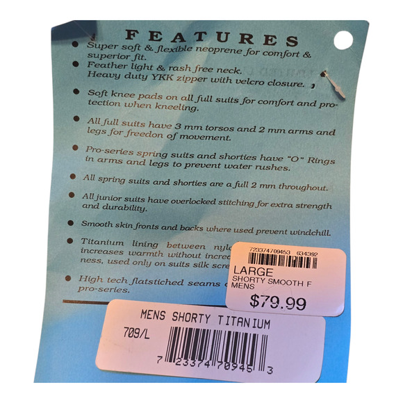 Ocean Tec Wetsuit Mens Shorty Titanium 2/2 Edge 22 Series Large Black Gray NWT - Picture 6 of 11